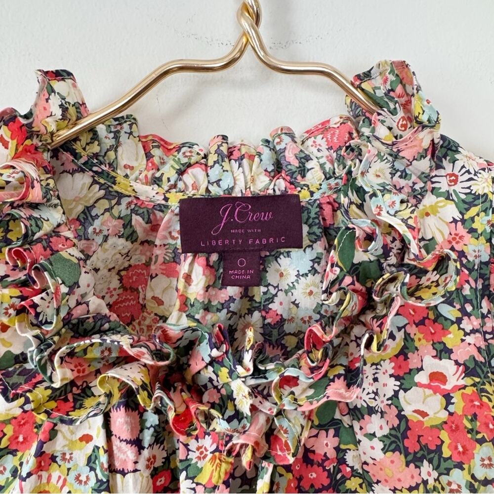J Crew x Liberty of London Thorpe Multicolor Floral Ruffle Sleeveless Blouse 0 - Picture 8 of 8